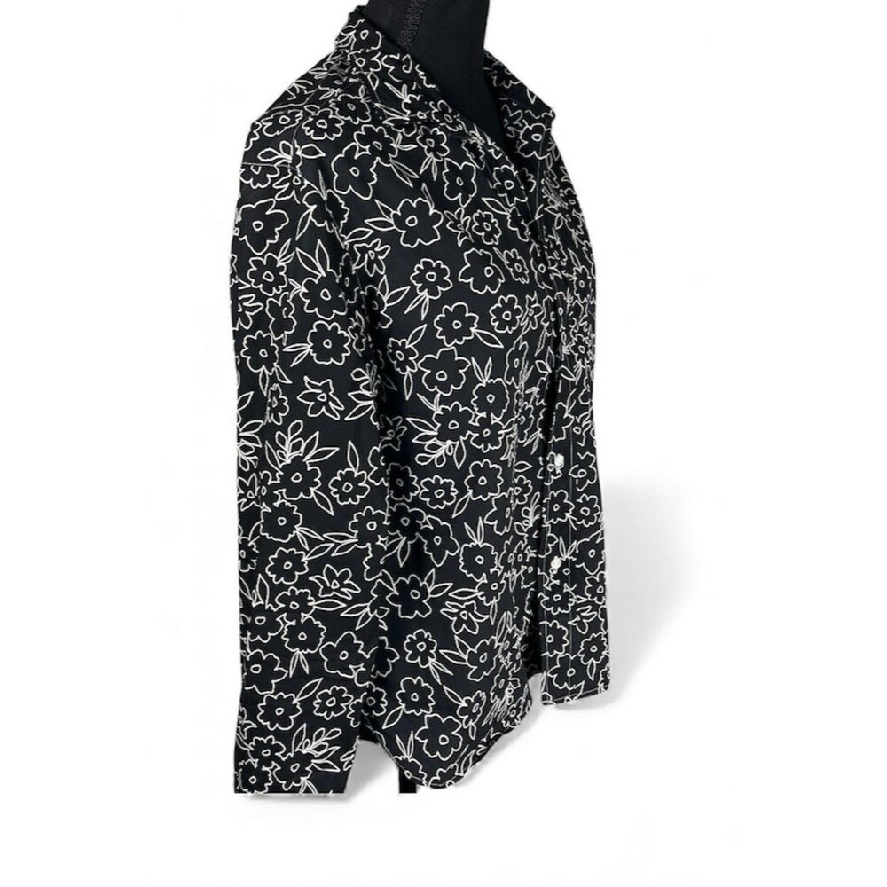 Frank and Eileen Silvio Black Floral Untuckable Button Up Blouse Large Capsule - Picture 3 of 12